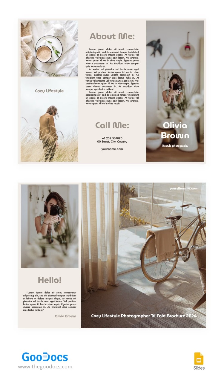 Brochure de photographie de style de vie confortable - free Google Docs Template - 10065964