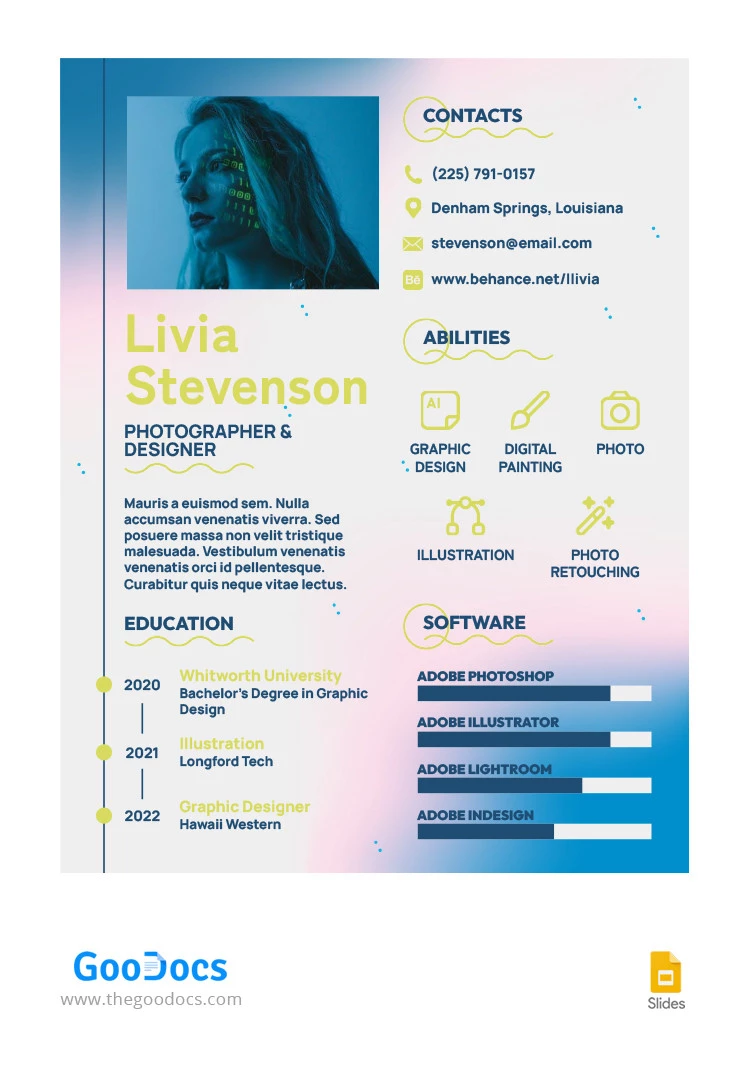 Creative Student CV - free Google Docs Template - 10065507