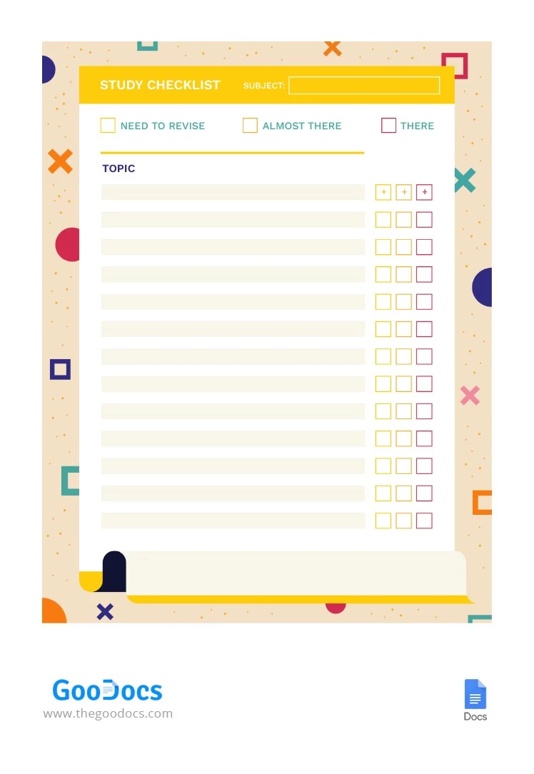 Kreative Lern-Checkliste - free Google Docs Template - 10064171