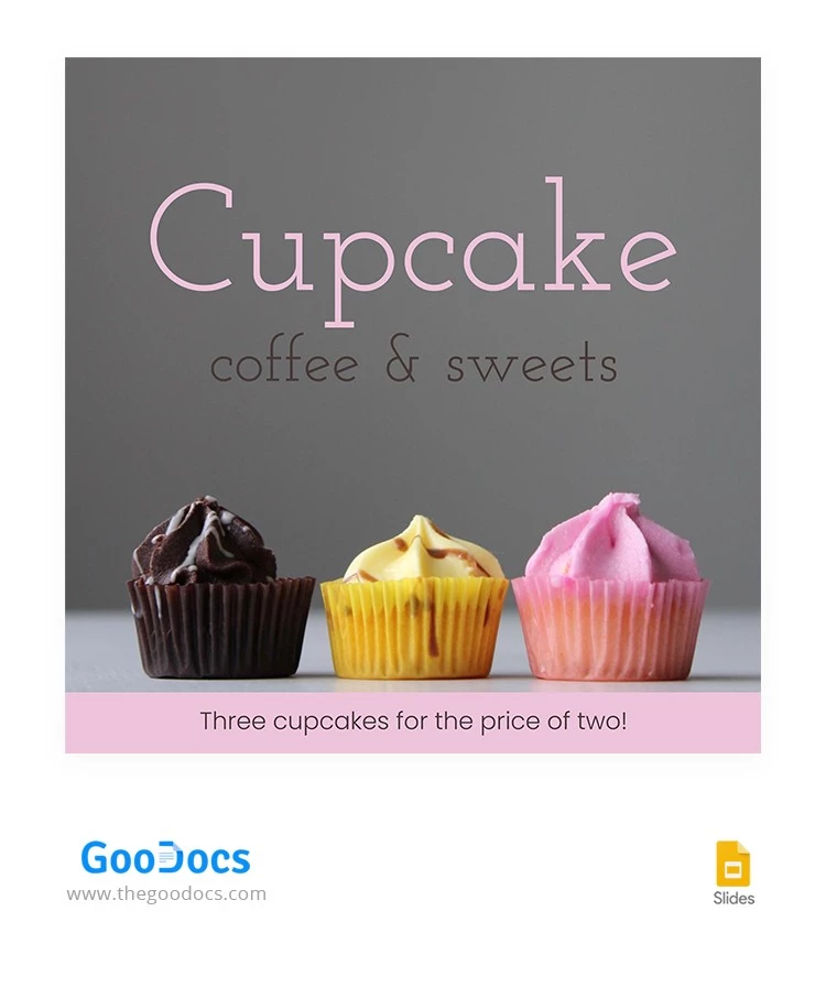 Negozio di cupcakes: post di Instagram - free Google Docs Template - 10062663