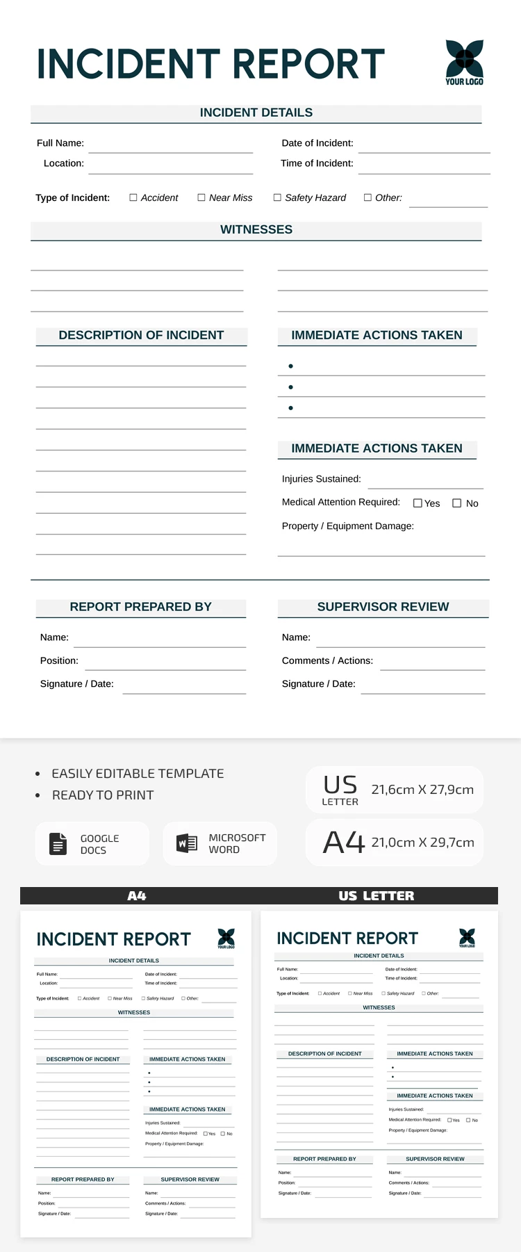 Customizable Incident Report Template – Document Accidents & Safety Issues - free Google Docs Template - 10072175