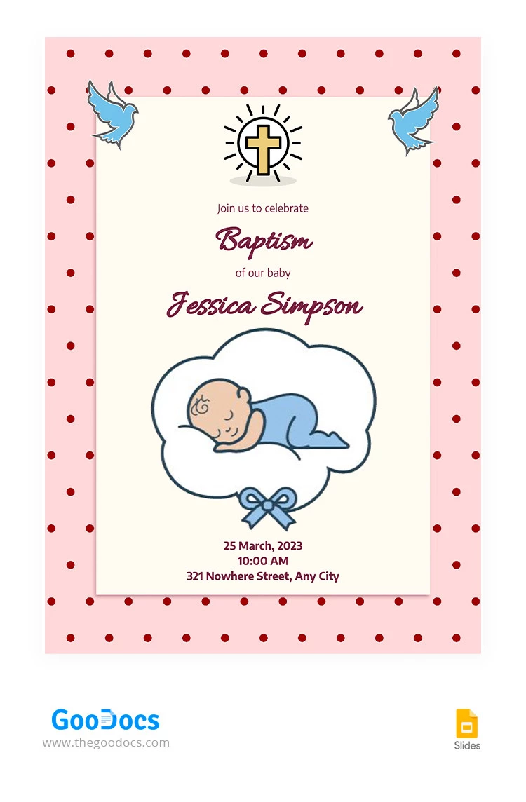 Cute Baptism Invitation - free Google Docs Template - 10065374
