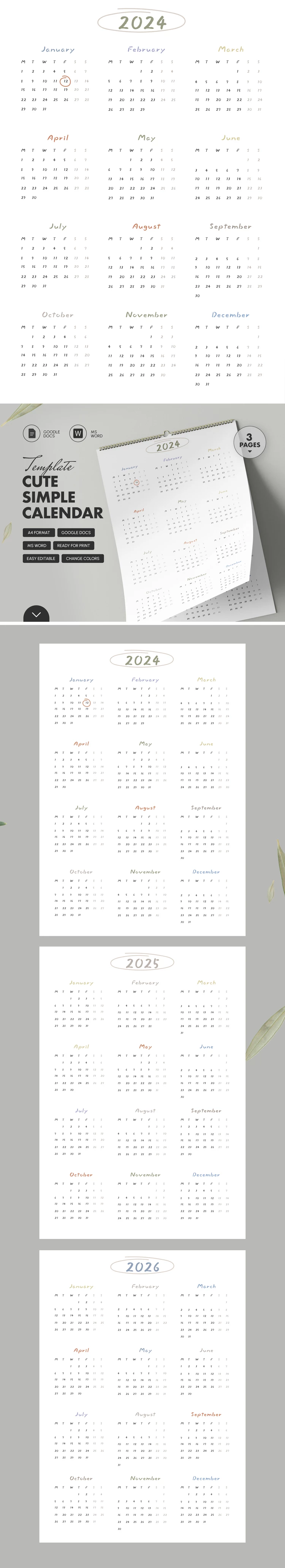 Mignon Calendrier - free Google Docs Template - 10069332