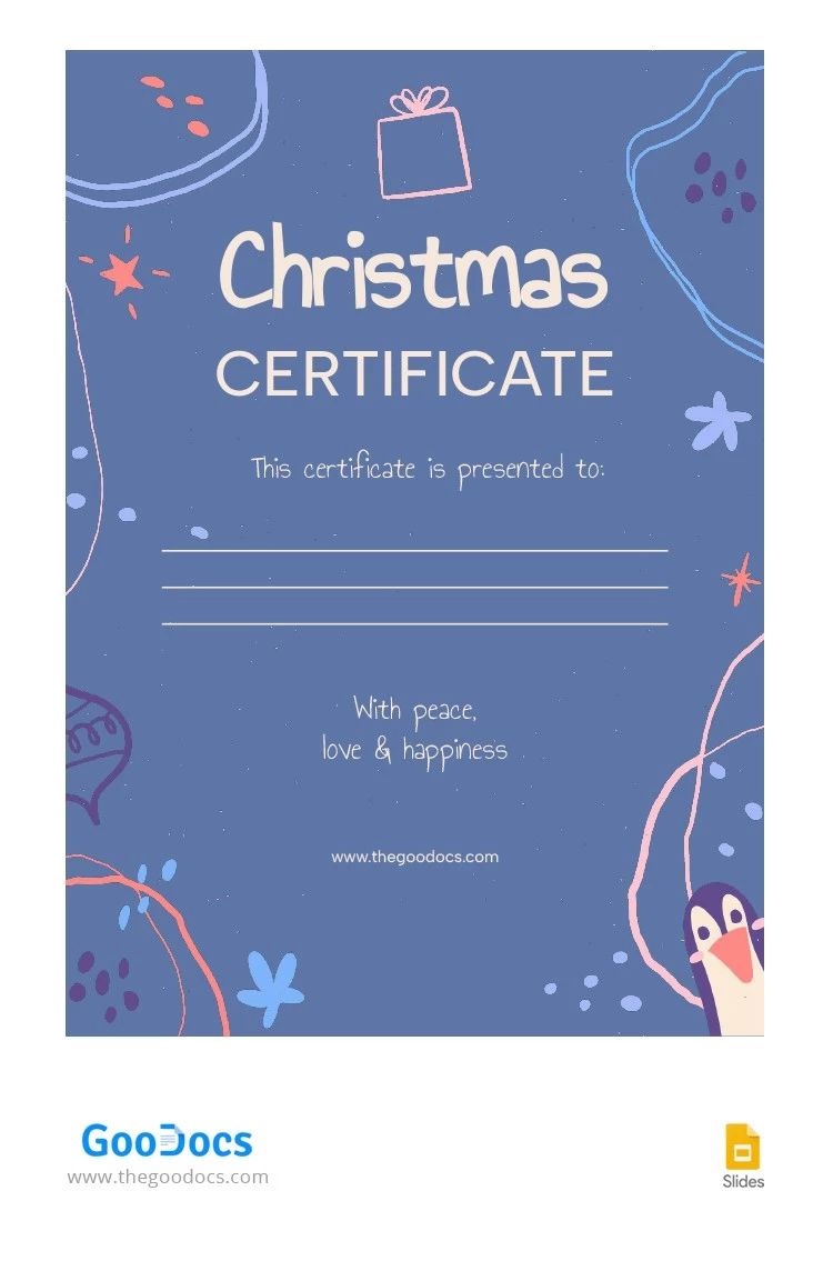 Cute Christmas Certificate - free Google Docs Template - 10064864