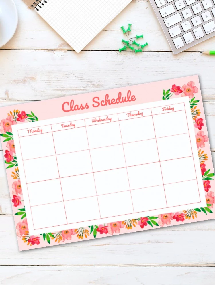 Horario de clases lindo y rosa. - free Google Docs Template - 10061748