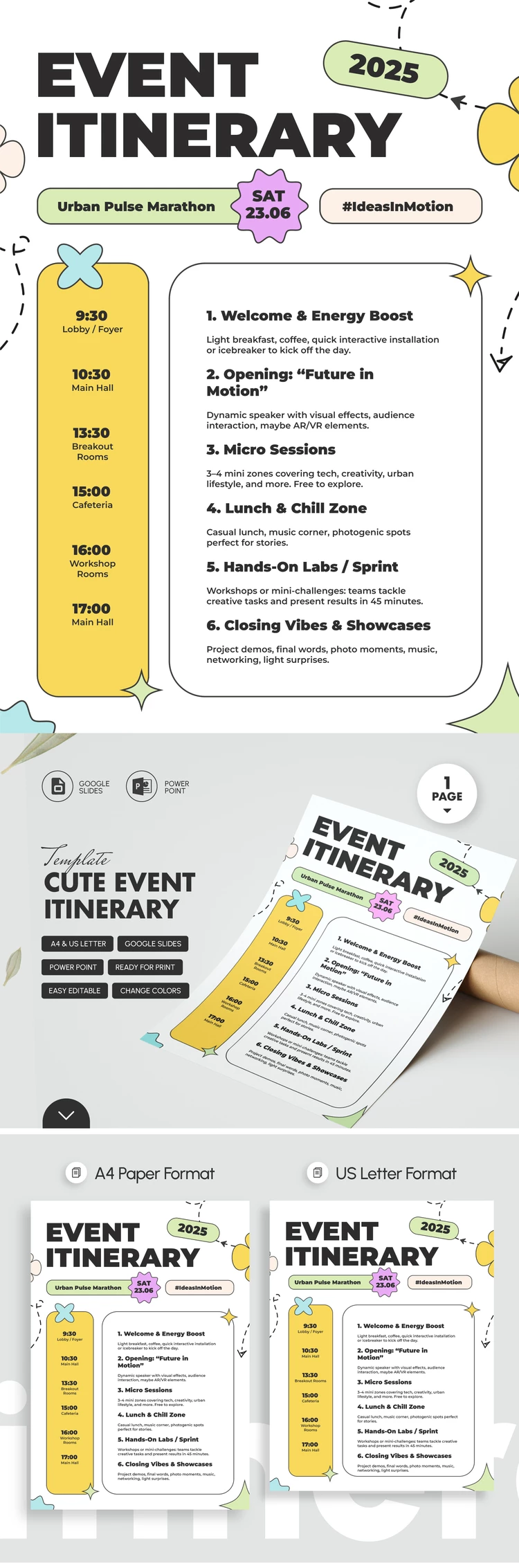 Cute Event Itinerary Template - free Google Docs Template - 10071716