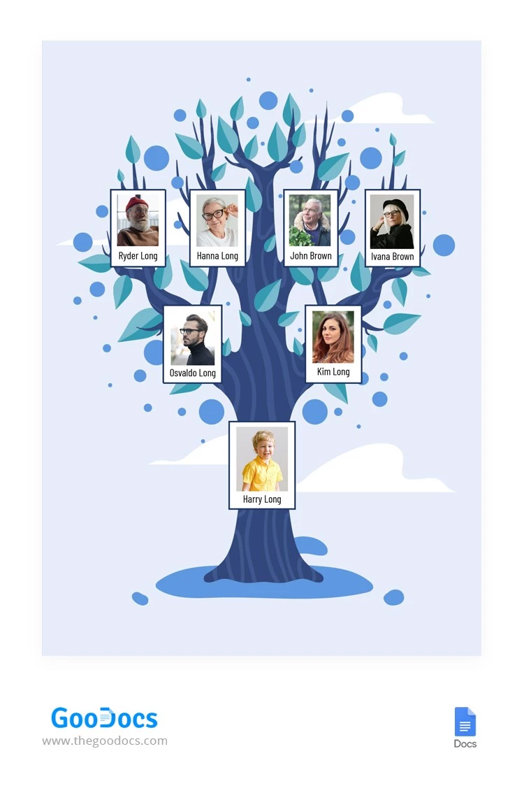 Blue Cute Family Tree - free Google Docs Template - 10062238