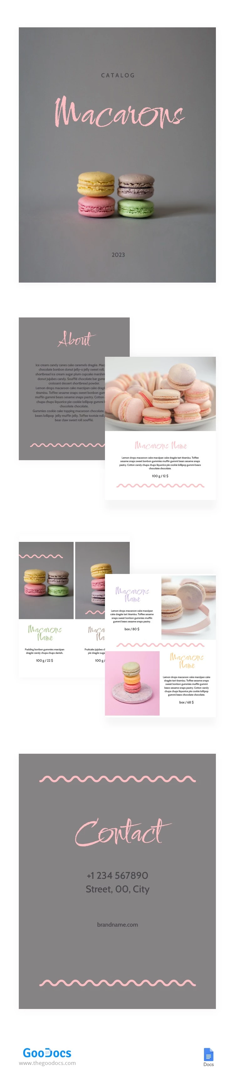 Catalogo di deliziosi Macarons - free Google Docs Template - 10064019