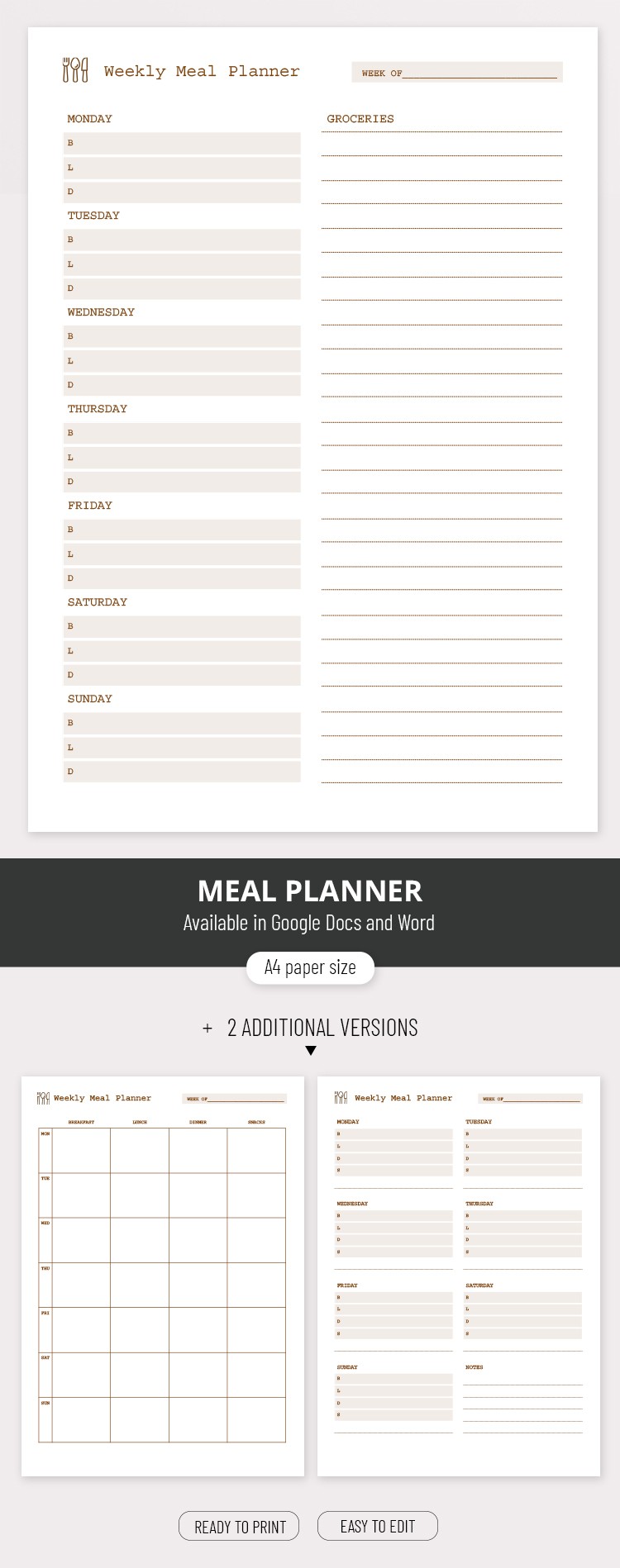 free-meal-planner-templates-thegoodocs-com for A5 Meal Planner Printable Free Free Meal Planner Templates | thegoodocs.com for A5 Meal Planner Printable Free