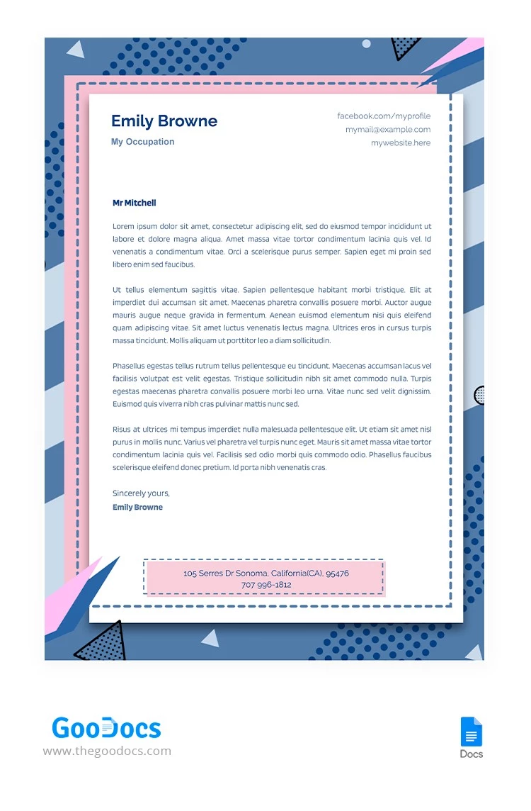 Cute Personal Letterhead - free Google Docs Template - 10064771