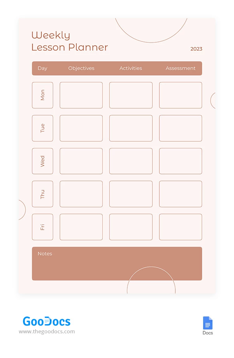 Cute Pink Lesson Planner - free Google Docs Template - 10065652