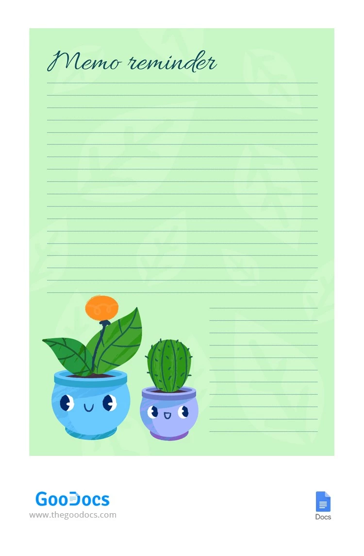 Cute Plants Note - free Google Docs Template - 10062441