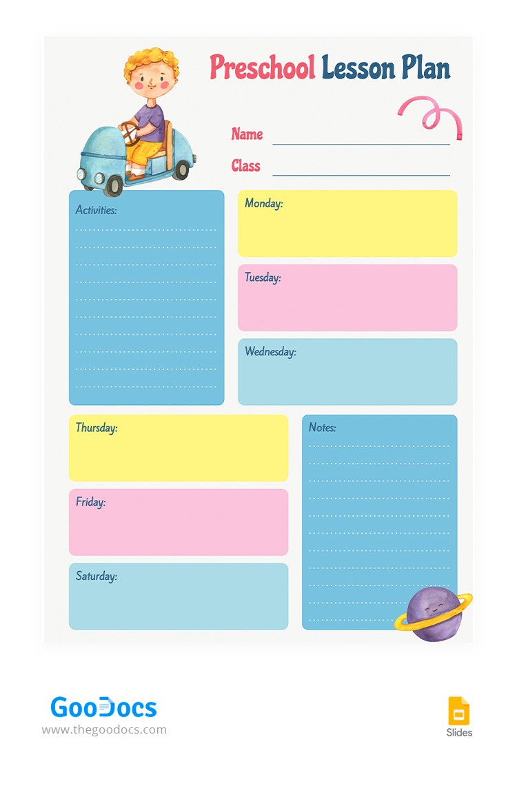 Free Cute Preschool Lesson Plan Template In Google Docs