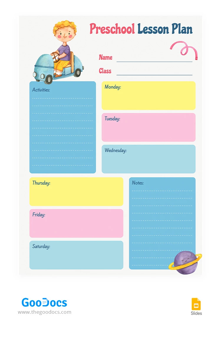 Cute Preschool Lesson Plan - free Google Docs Template - 10065657