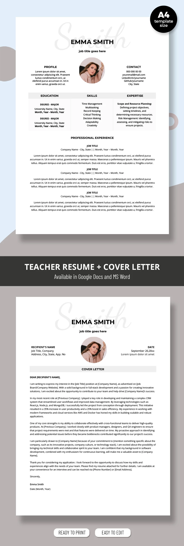 Cute Resume - free Google Docs Template - 10069409