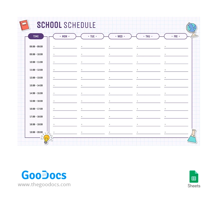Cute School Schedule - free Google Docs Template - 10067722