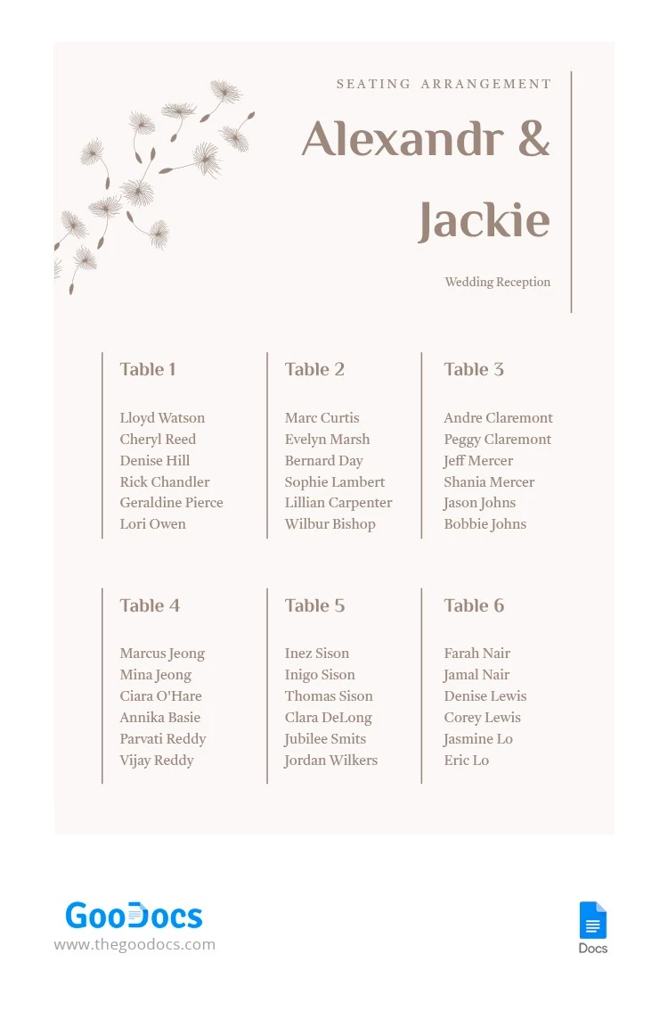 Cute Table Planner - free Google Docs Template - 10062721