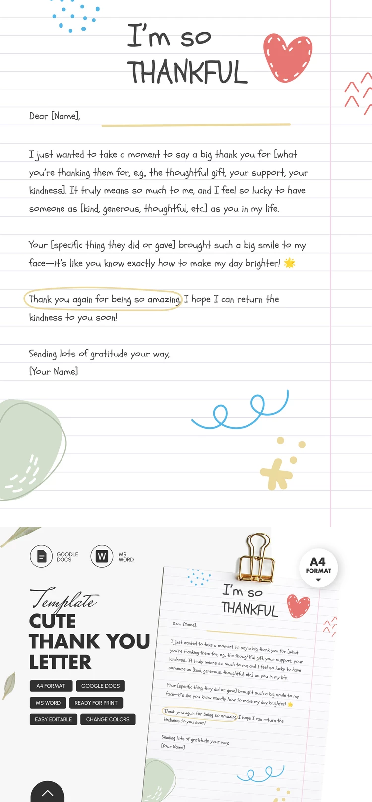 Cute Thank You Letter - free Google Docs Template - 10069666