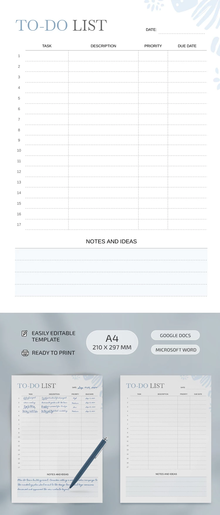 Lista de Tarefas Estruturada - free Google Docs Template - 10069381