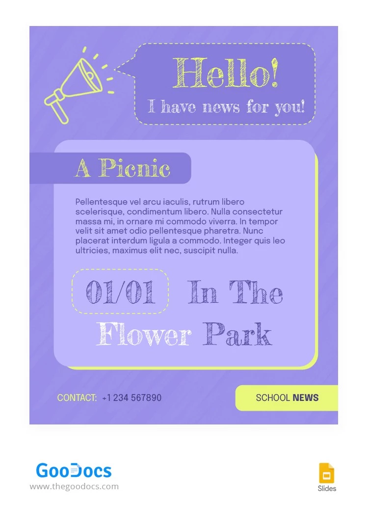 Cute Violet School Announcement - free Google Docs Template - 10066042
