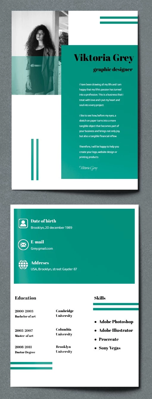 Einfaches Grafikdesigner-Lebenslauf - free Google Docs Template - 10061821