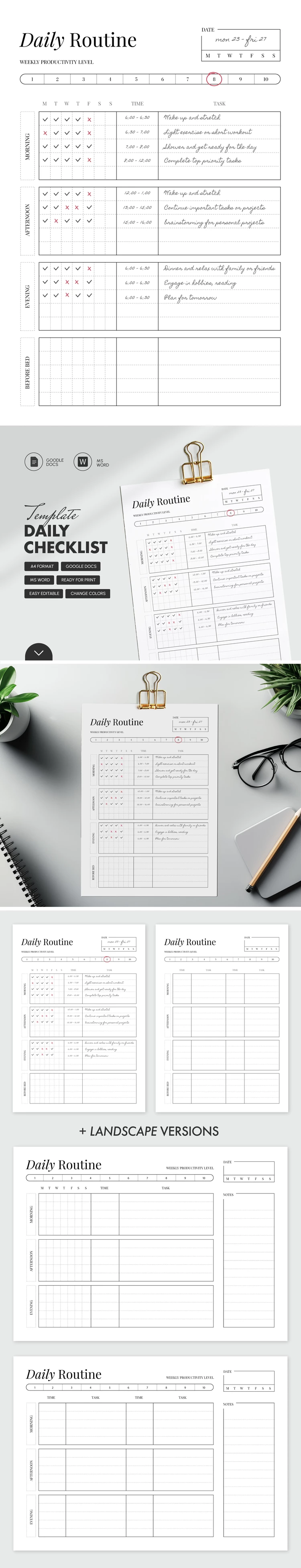 Tägliche Checkliste - free Google Docs Template - 10069360