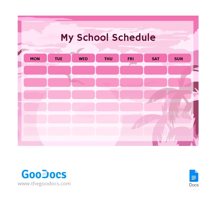 Horario diario de clases - free Google Docs Template - 10064352