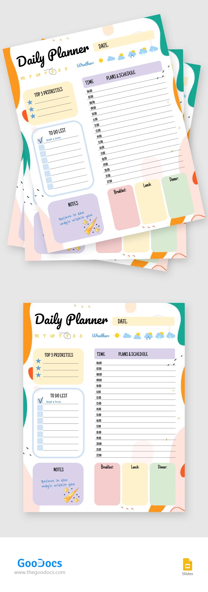 Colorful Daily Planner - free Google Docs Template - 10067590