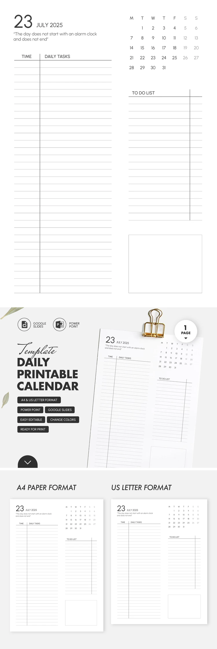 Daily Printable Calendar - free Google Docs Template - 10069690