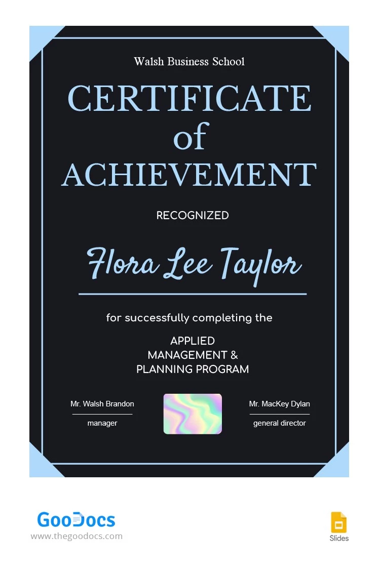 Dark Achievement Certificate - free Google Docs Template - 10064309