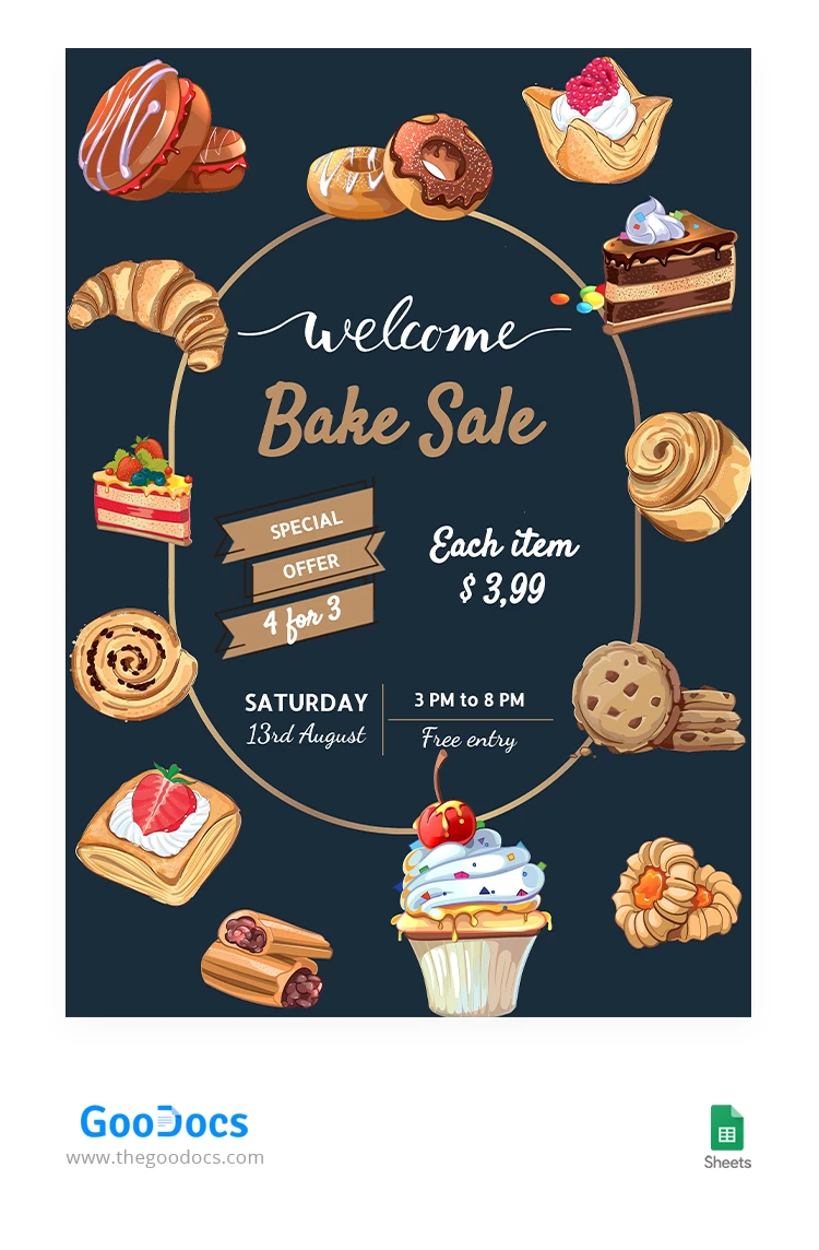 Flyer de vente sombre de pâtisseries - free Google Docs Template - 10064436