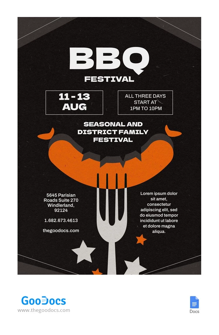 Flyer Barbecue Sombre - free Google Docs Template - 10065714