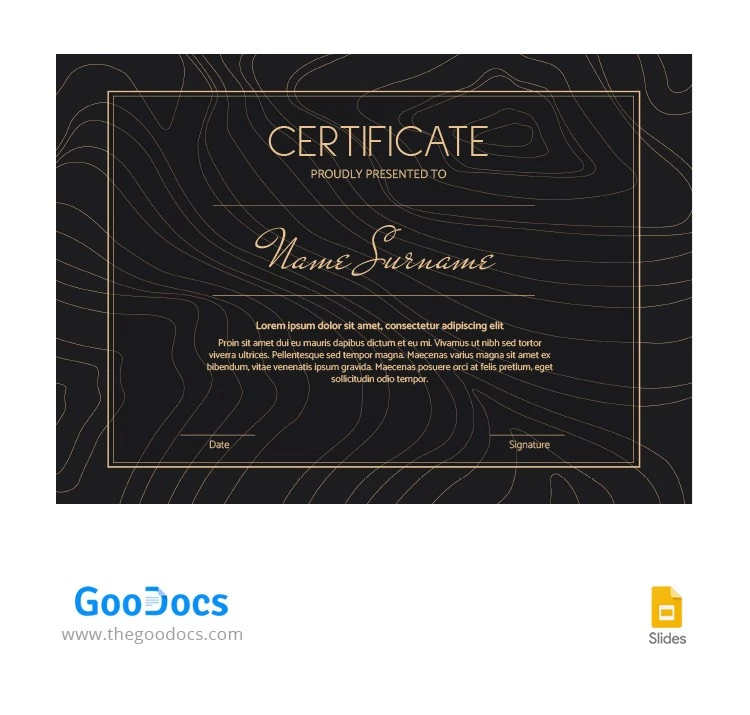 Certificado de Prêmio Elegante e Sombrio. - free Google Docs Template - 10062740
