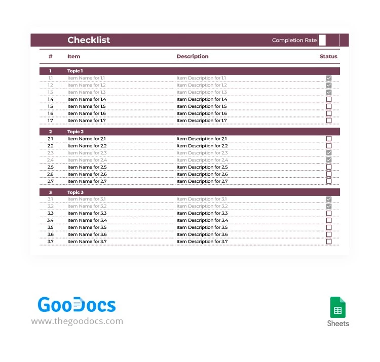 Template di checklist grigio scuro - free Google Docs Template - 10063362