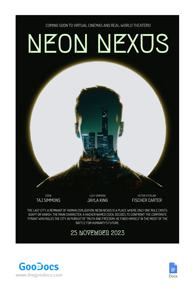Dark Neon Movie Poster - free Google Docs Template - 10066880