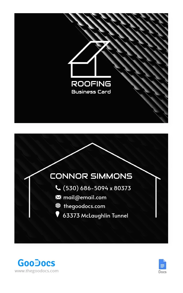 Carte de visite Dark Roofing - free Google Docs Template - 10064735