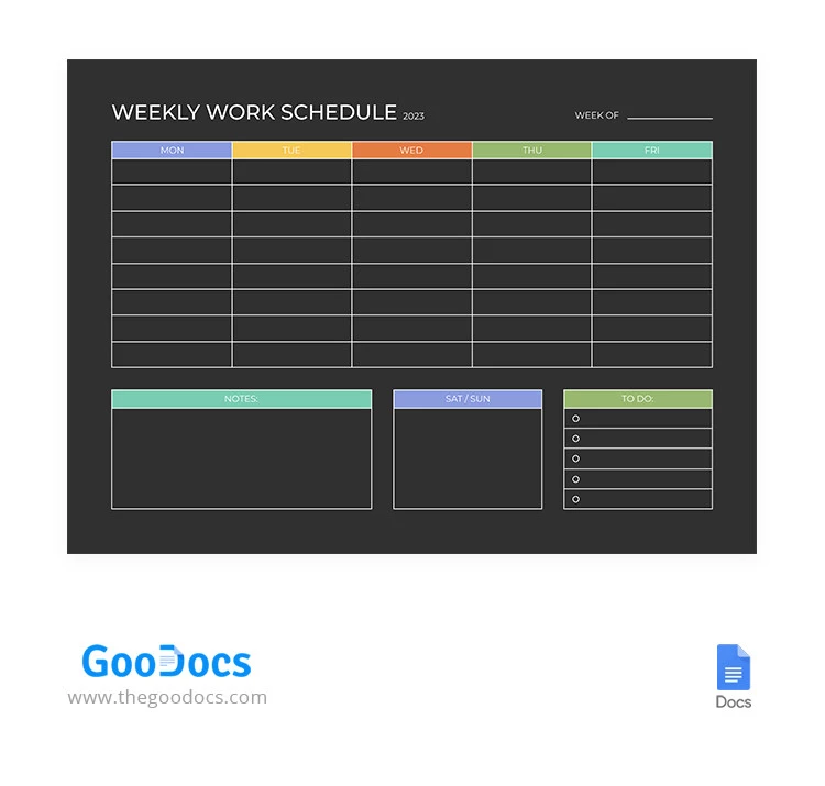 Dark Work Schedule - free Google Docs Template - 10065336