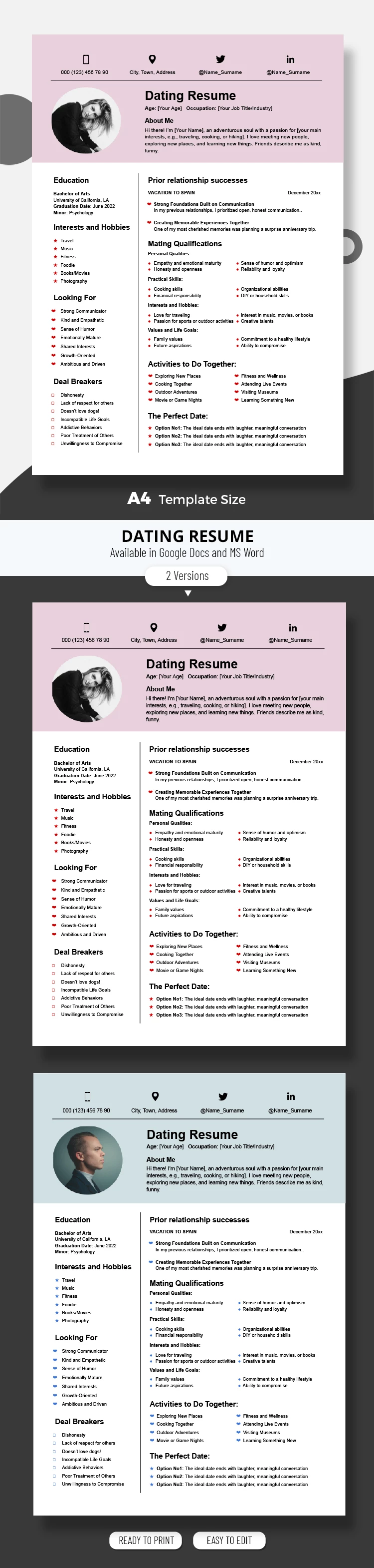 Dating Resume - free Google Docs Template - 10069616