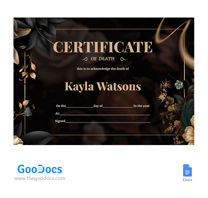 Death Certificate - free Google Docs Template - 10066567