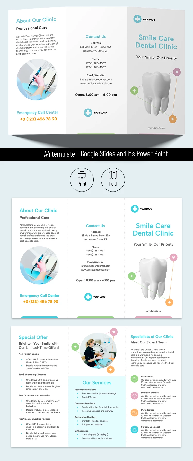 Dental Clinic Medical Brochure - free Google Docs Template - 10069749