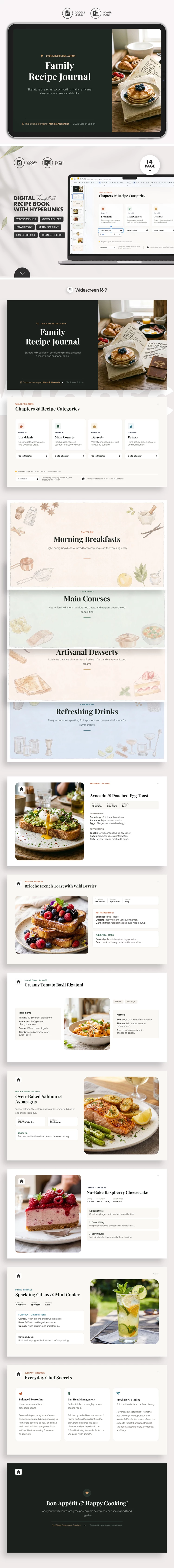 Preview of Digital Recipe Book Template for Google Slides and Microsoft PowerPoint