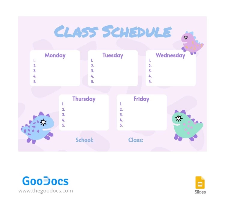 Dino Style Class Schedule - free Google Docs Template - 10062863