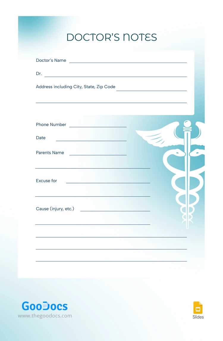 Doctors Note - free Google Docs Template - 10067733