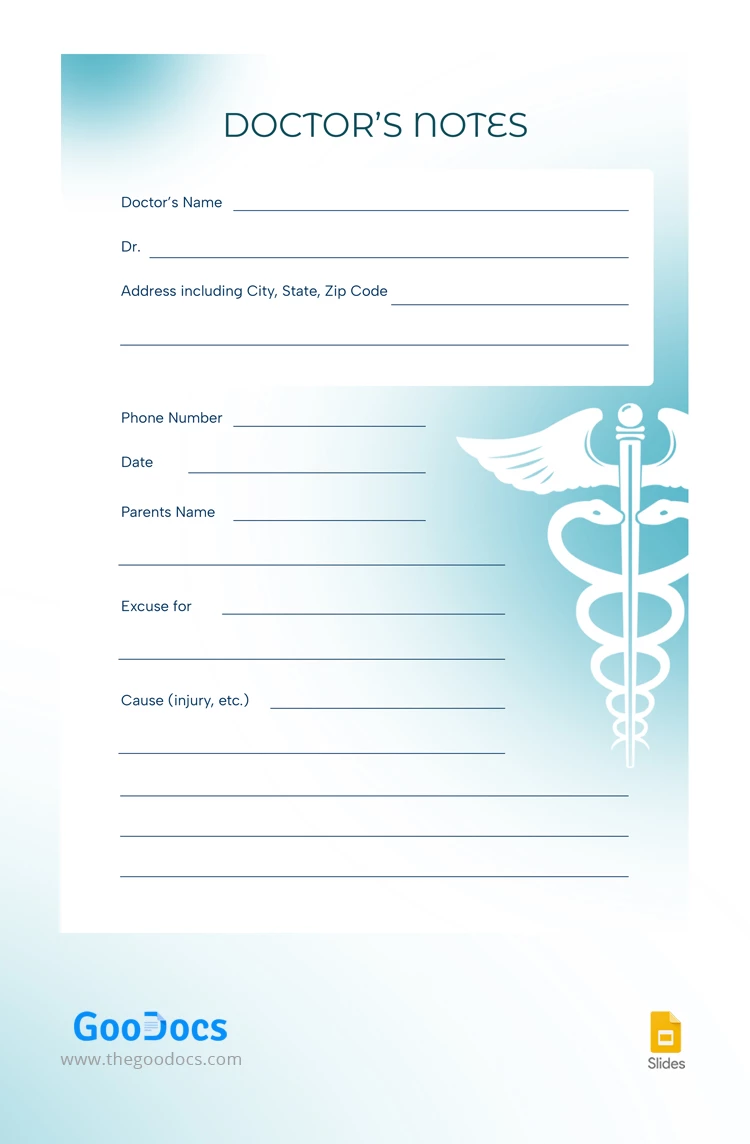 Nota del médico - free Google Docs Template - 10067733