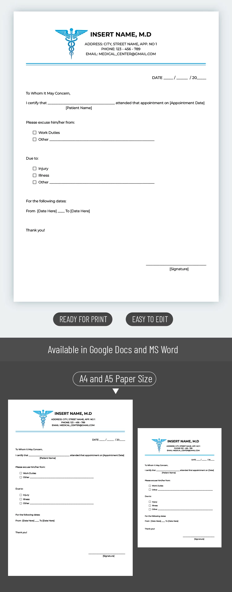 Simple Doctors Note - free Google Docs Template - 10069578