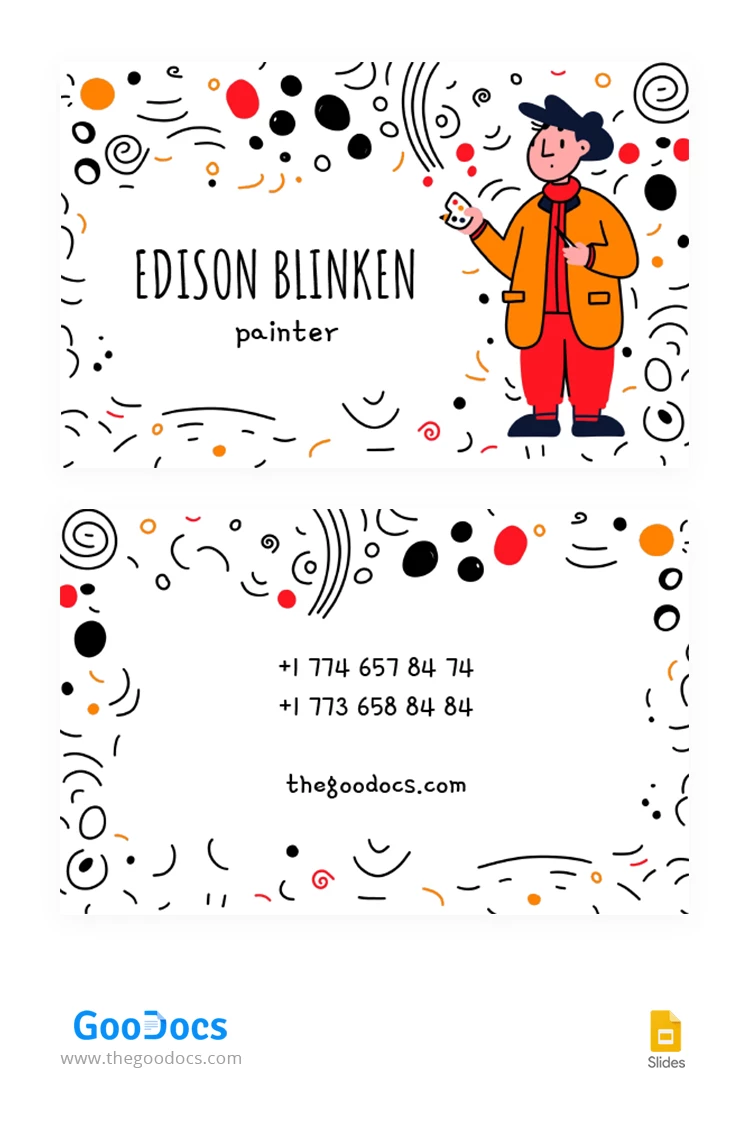 Doodle Painter Business Card - free Google Docs Template - 10067708