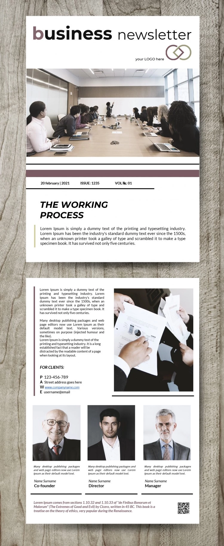 Double-sided Business Newsletter - free Google Docs Template - 10061629