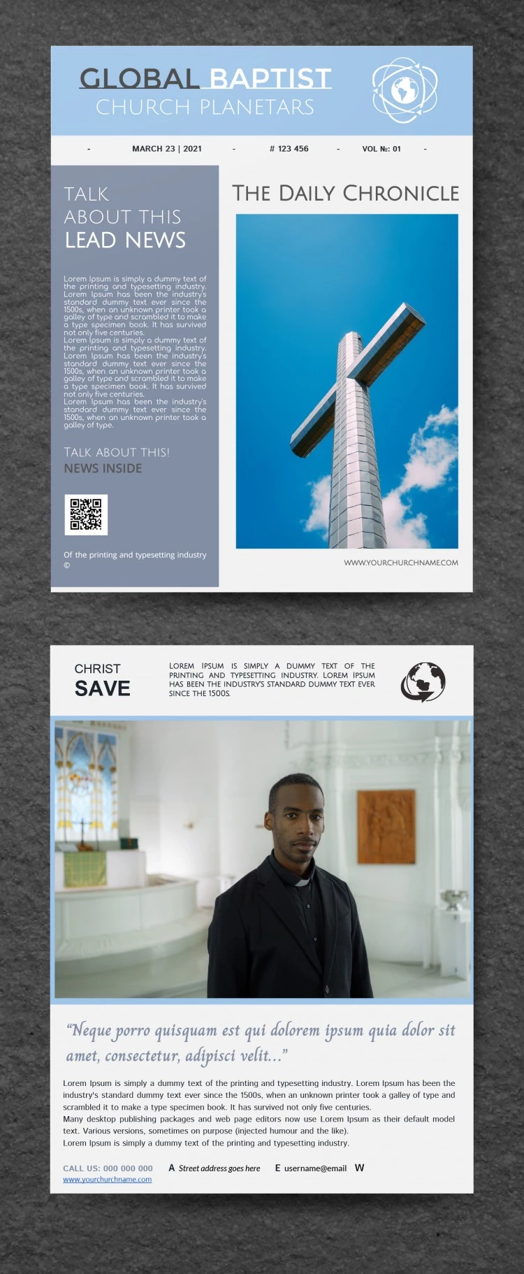 Double-sided Church Newsletter - free Google Docs Template - 10061646