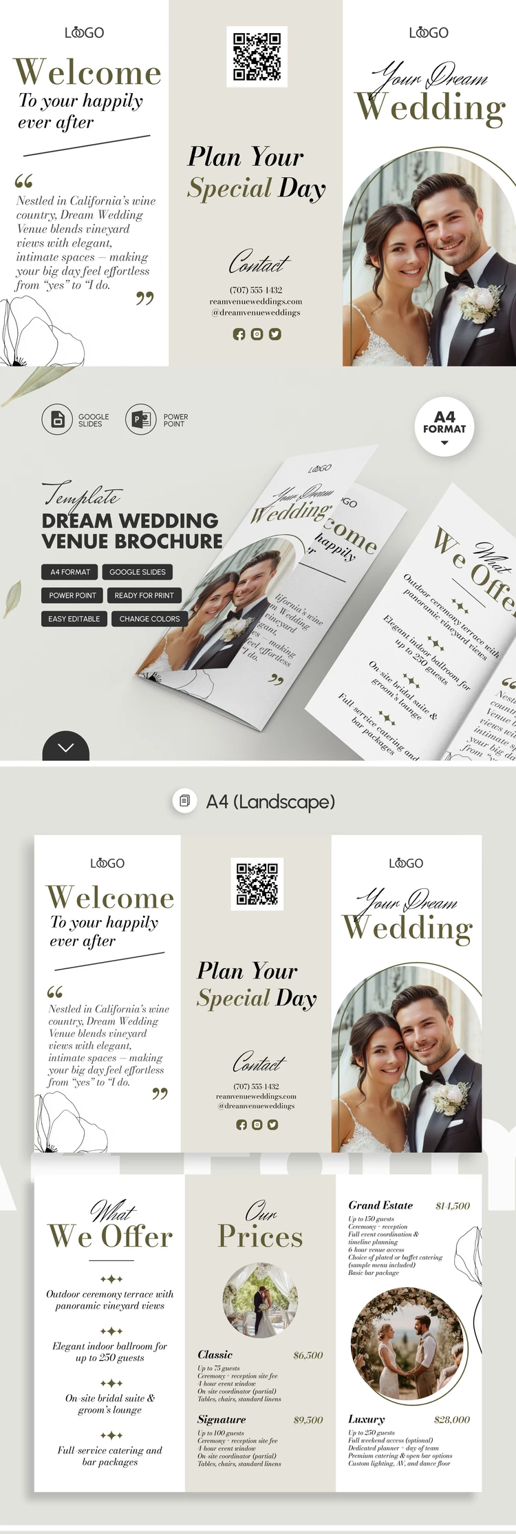 Dream Wedding Venue Trifold Brochure - free Google Docs Template - 10072178