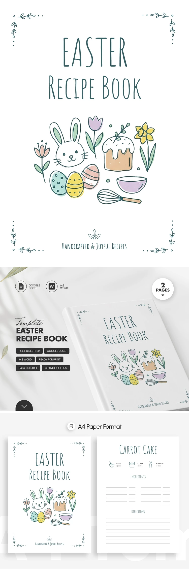 Aperçu de Modèle de livre de recettes de Pâques pour Google Docs and Microsoft Word